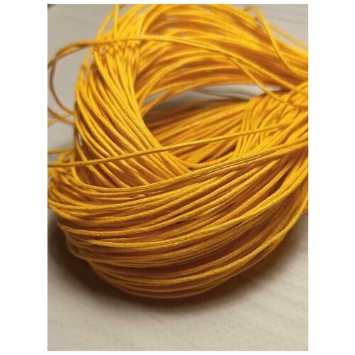Шнур Вощеный Хлопковый, Желтый, 1мм, 1 метр