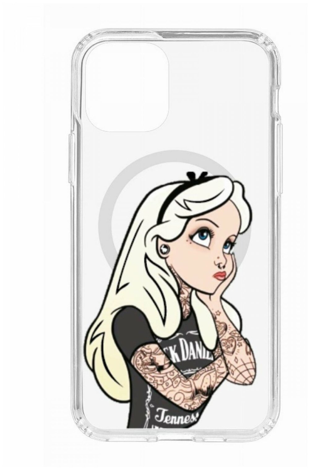 Чехол для iPhone 11 Pro Kruche Print MagSafe Tattoo Girl,противоударный силиконовый бампер с рисунком,пластиковая накладка МагСейф с защитой камеры