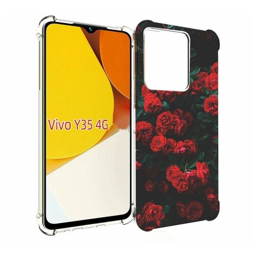 Чехол MyPads розы-в-листьях для Vivo Y35 4G 2022 / Vivo Y22 задняя-панель-накладка-бампер