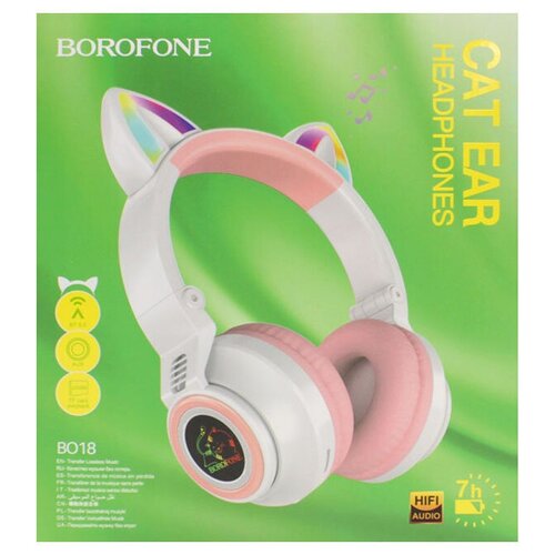 Наушники Borofone BO18 Cat Pink 6974443384963