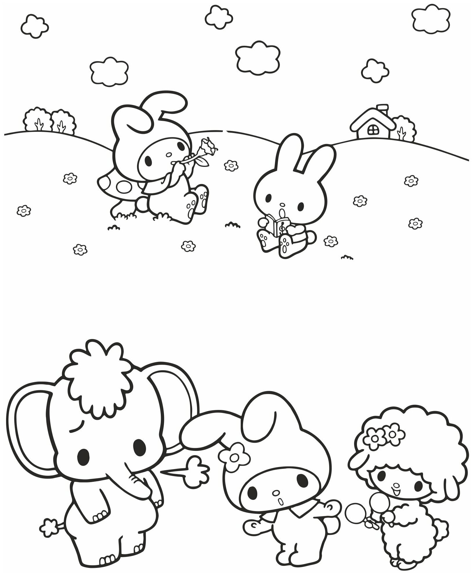 Раскраска антистресс Куроми Мелоди Hello Kitty для малышей, для ...