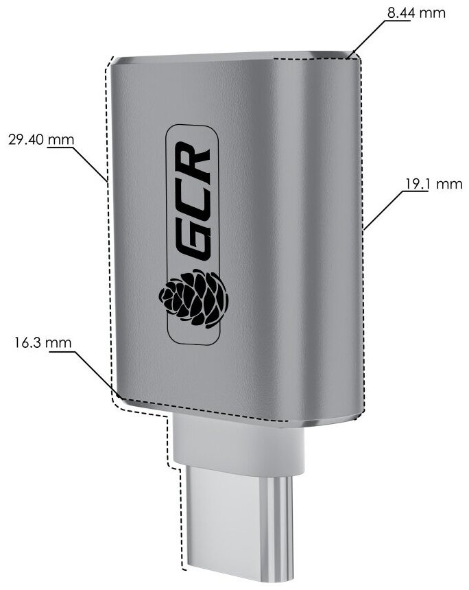 GCR Переходник USB Type C на USB 3.0 серебряный (7752302)