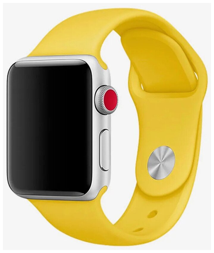 Cиликоновый ремешок для Apple Watch Series 1-8 и Ultra - 42/44/45/49 мм (эпл вотч), желтый