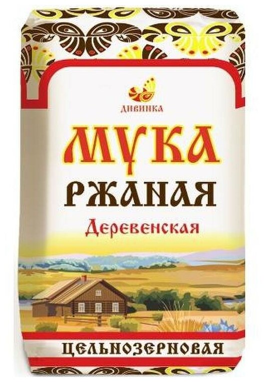 Мука ржаная цельнозерновая деревенская дивинка, 1 кг