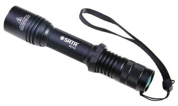 Фонарь светодиодный Sata 90743 Rechargeable Flashlight, чёрный (165 мм)