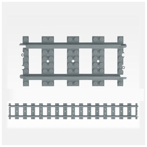 фото Детали лего 53401, железная дорога, прямой участок track plastic (rc trains) straight 10 штук china