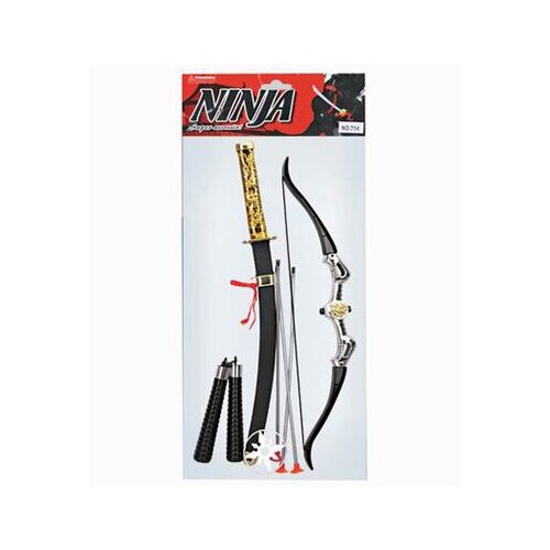 Игровой набор Ниндзя (стрелы на присосках 3шт. меч и др. в пакете) набор лук и стрелы в пакете