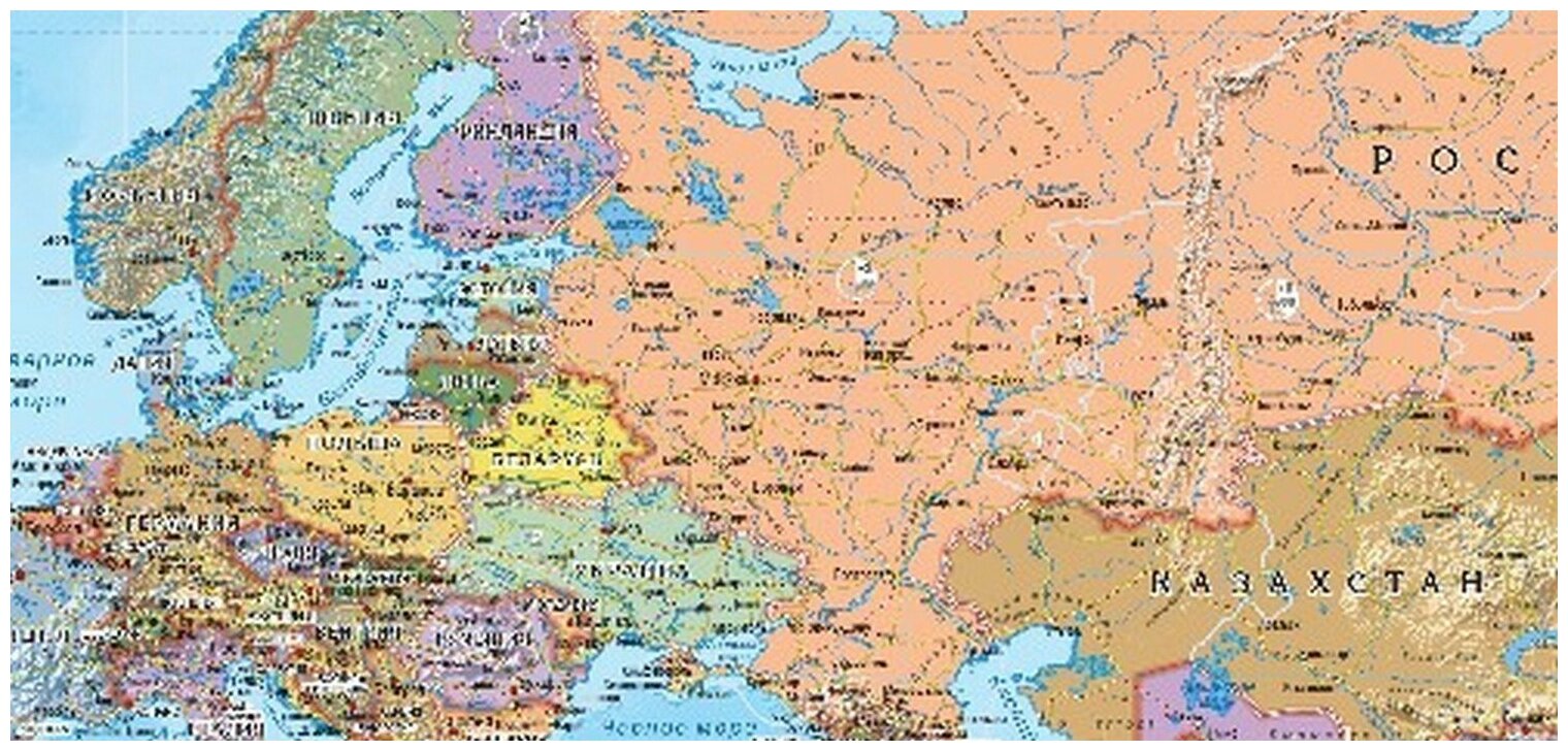 Политическая настенная карта Мира, 1:17М 230х154 см