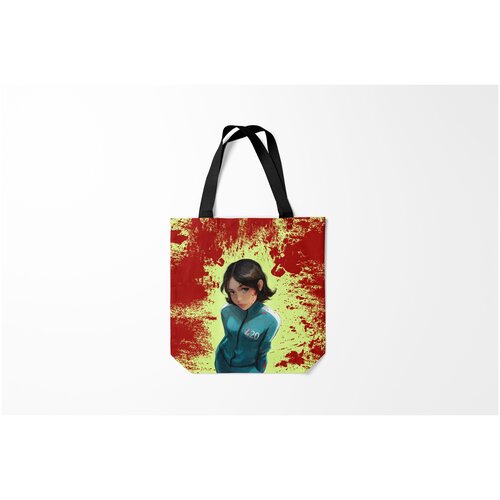 фото Сумка-шоппер / 40х40 см / сериалы / игра в кальмара номер 420 случайный игрок burnettie