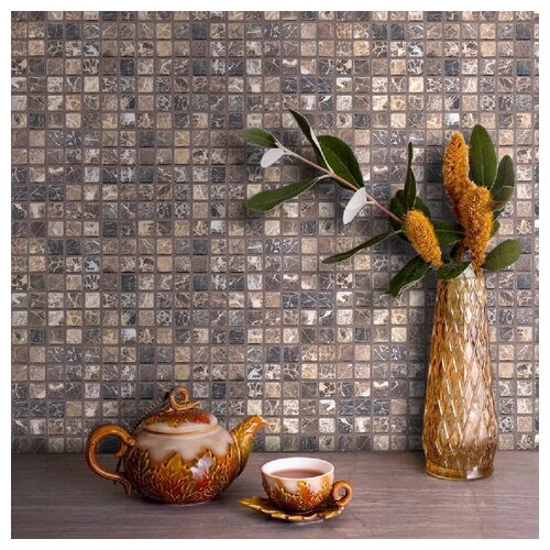Мозаика из натурального камня Natural Mosaic 7M022-15T-(Emperador-Dark) коричневый квадрат матовый - фотография № 9