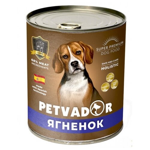 Petvador Консервы для собак с Ягнёнком и Лососем 400 гр x 6 шт.