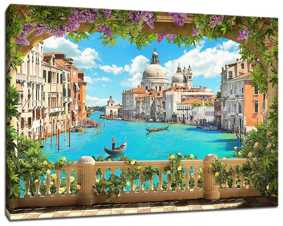 Картина Уютная стена "Венецианский пейзаж с видом на собор" 90х60 см