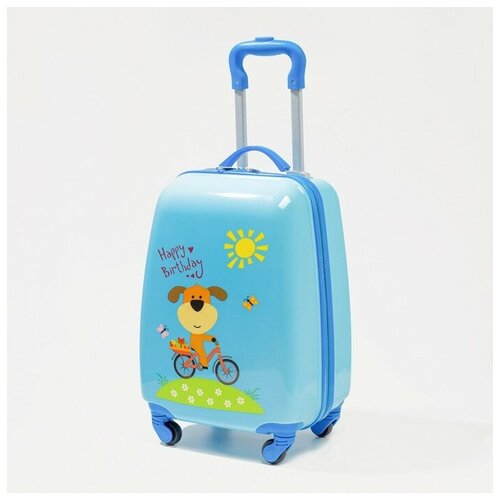 фото Чемодан детский 18, отдел на молнии, 4 колеса, цвет голубой нет бренда