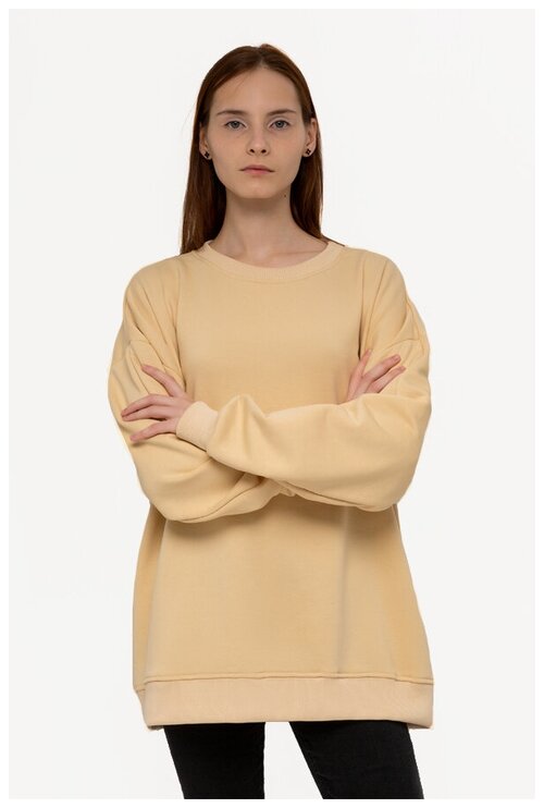 Магазин Толстовок Beige color sweatshirt oversize diagonal petlia, Размер Unisex 44 / XS Unisex