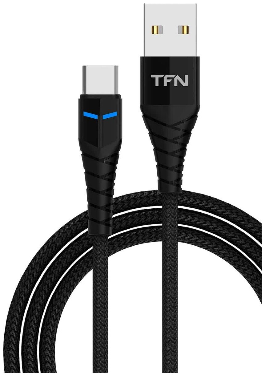 Кабель TFN Knight, USB A (m), USB Type-C (m), 1м, черный [tfn-cknusbcusb1mbk] - фото №1