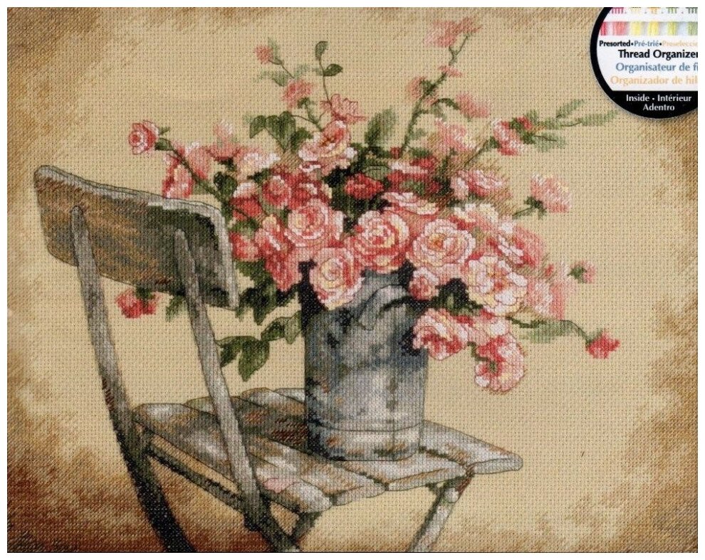 Roses on White Chair #35187 Dimensions Набор для вышивания 36 x 28 см Счетный крест