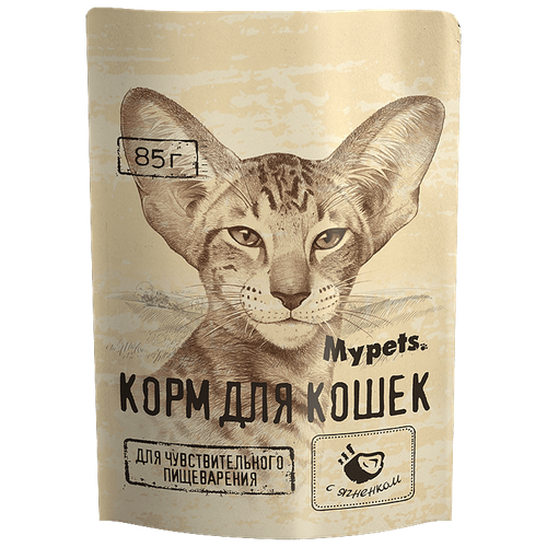 MYPETS полноценный корм для кошек с ягненком, 85 г - 28 шт.