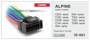 Разъём для автомагнитолы Alpine CDA-; CDE-; CDM-; CVA-; IDA-; INA-; TDA-; TDE-; TDM-series 16-pin CARAV 15-001