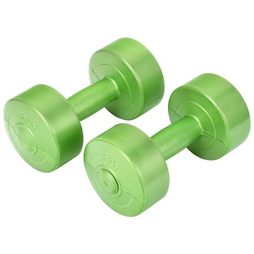 Гантель 2кг KETT-UP GYM FITNESS, (2шт), KU158.2, виниловая, зеленый