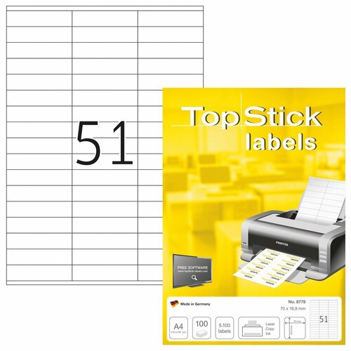Этикетки самоклеящиеся Herma Topstick 70х16,9, лист А4, 100 листов (8779)