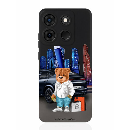 Чехол для смартфона Infinix Smart 7 Plus черный силиконовый Tony Moscow city/ Тони Москва Сити