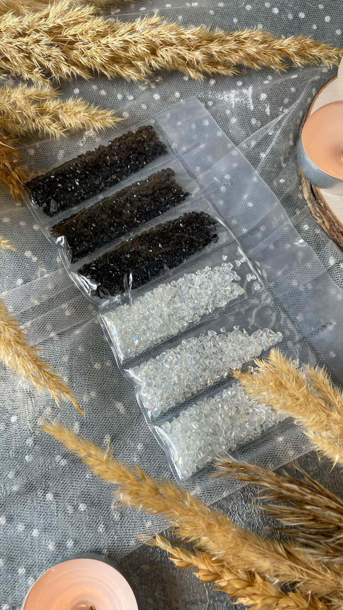 Набор стеклянной крошки, 1-3 мм, черный и хрусталь, COLOR Si — фото 1