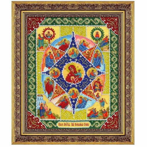 Набор для вышивания бисером Паутинка Пресвятая Богородица Неопалимая купина, размер 20*25 см