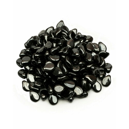 Стеклянные чешские бусины, Pip Beads, 5х7 мм, цвет Jet Vacuum Hematite Full, 150 шт.