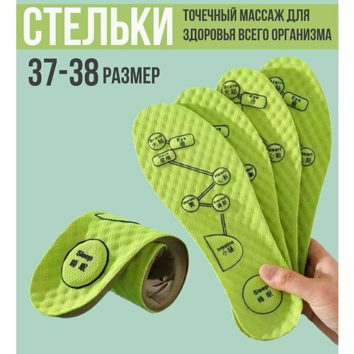 Стельки для обуви / Good Ideas / взрослые женские анатомические дезодорирующие размер 37-38 / зеленые 1 пара