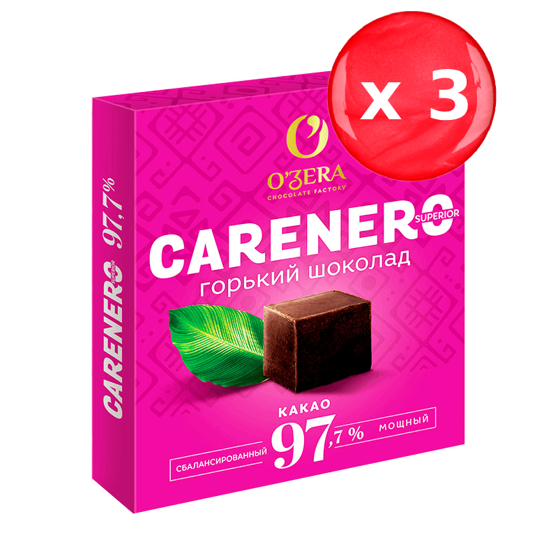 Шоколад O'Zera горький Carenero Superior 97.7% 90 г, набор из 3 шт.