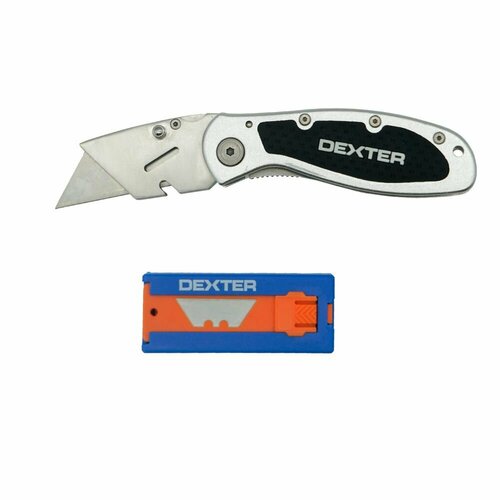 нож dexter 2в1 трапециевидный и крючкообразный 19 мм Нож складной Dexter трапециевидный 19 мм