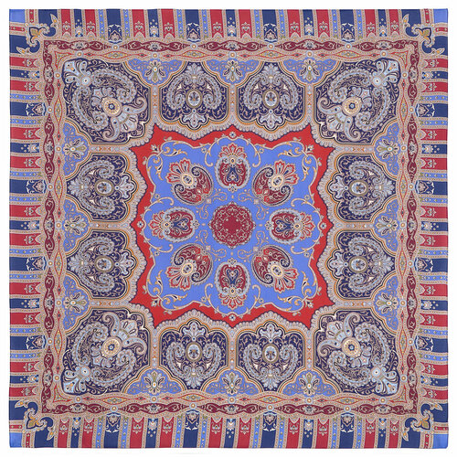 Платок Павловопосадская платочная мануфактура, 135х135 см, красный, синий