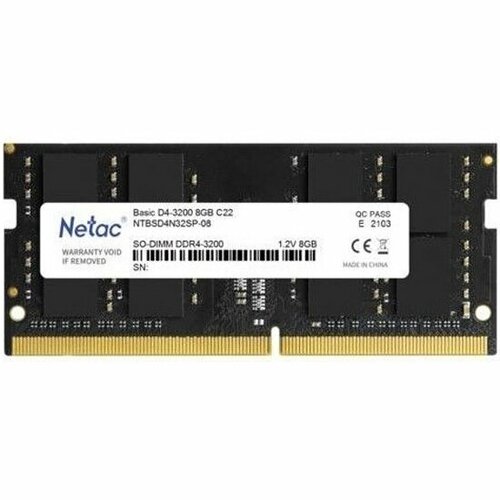 Оперативная память NETAC SO-DIMM Basic 8GB DDR4-3200 CL22 (NTBSD4N32SP-08-N) OEM