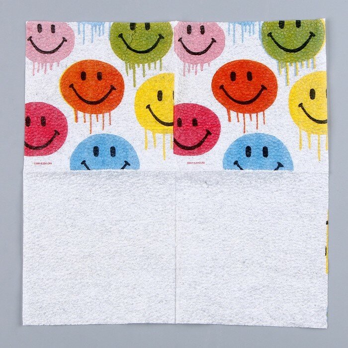 Салфетки бумажные однослойные «Смайлы», 24 × 24 см, в наборе 20 шт. - фотография № 5