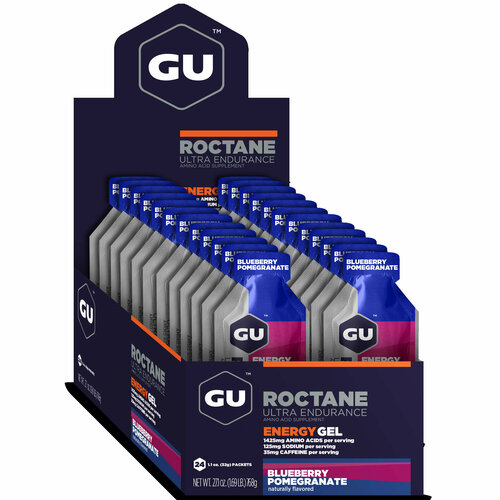 Гель питьевой GU ENERGY GU ROCTANE ENERGY GEL 35mg caffeine 24 стика x 32 г, Черника-Гранат