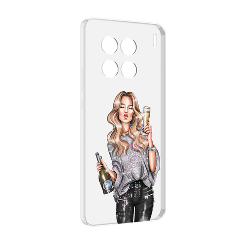 Чехол MyPads красивая-любительница-шампанского женский для Vivo X90 Pro задняя-панель-накладка-бампер