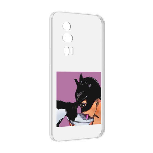 Чехол MyPads девушка с котом пьют молоко женский для Xiaomi Redmi K60 задняя-панель-накладка-бампер