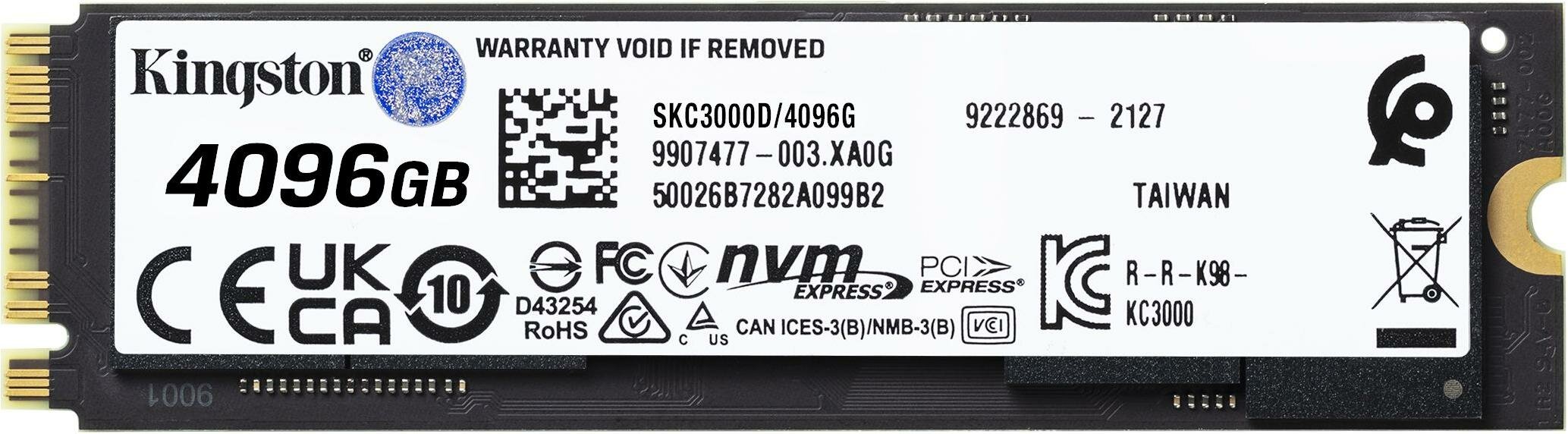 Накопитель SSD M.2 2280 Kingston KC3000 4TB PCI-E 4.0 x4 NVMe 3D TLC 7000/7000MB/s IOPS 1000K/1000K MTBF 2M 3,2 PBW graphen heatsink - фото №11