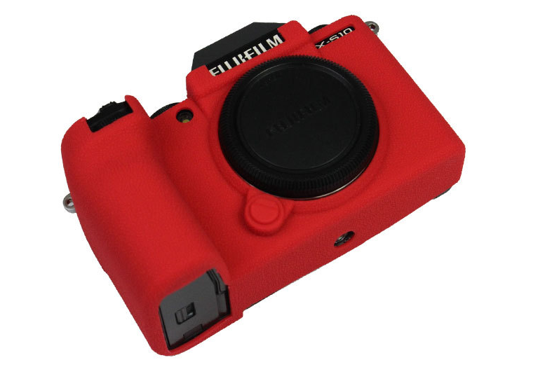 Силиконовый противоударный чехол MyPads Antiurto для фотоаппарата Fujifilm X-S10 из мягкого силикона красный