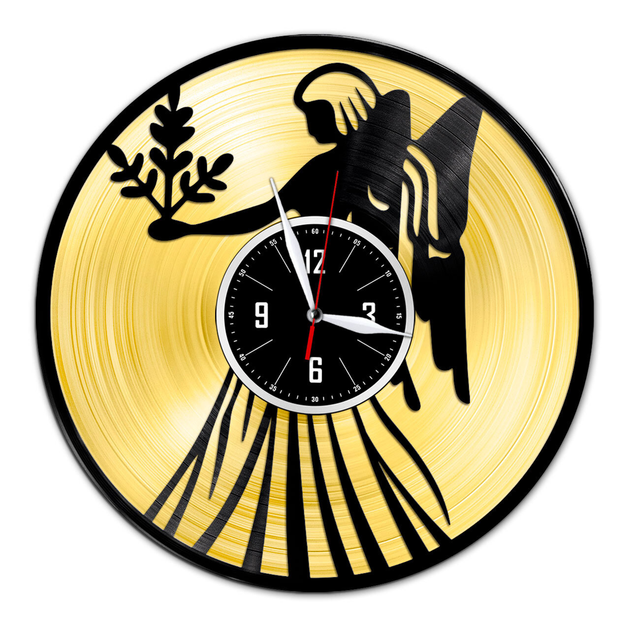Знак зодиака "Дева" - настенные часы из виниловой пластинки (с золотой подложкой)