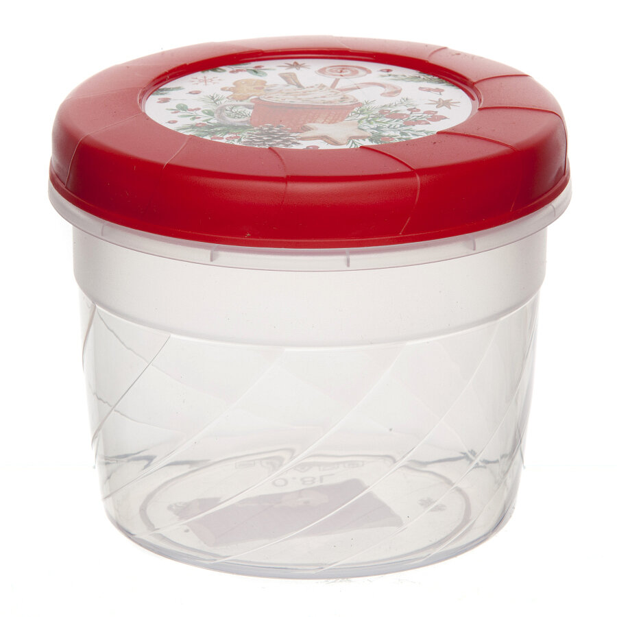 фото Банка с завинчивающейся крышкой с декором 0,8л (Красный)