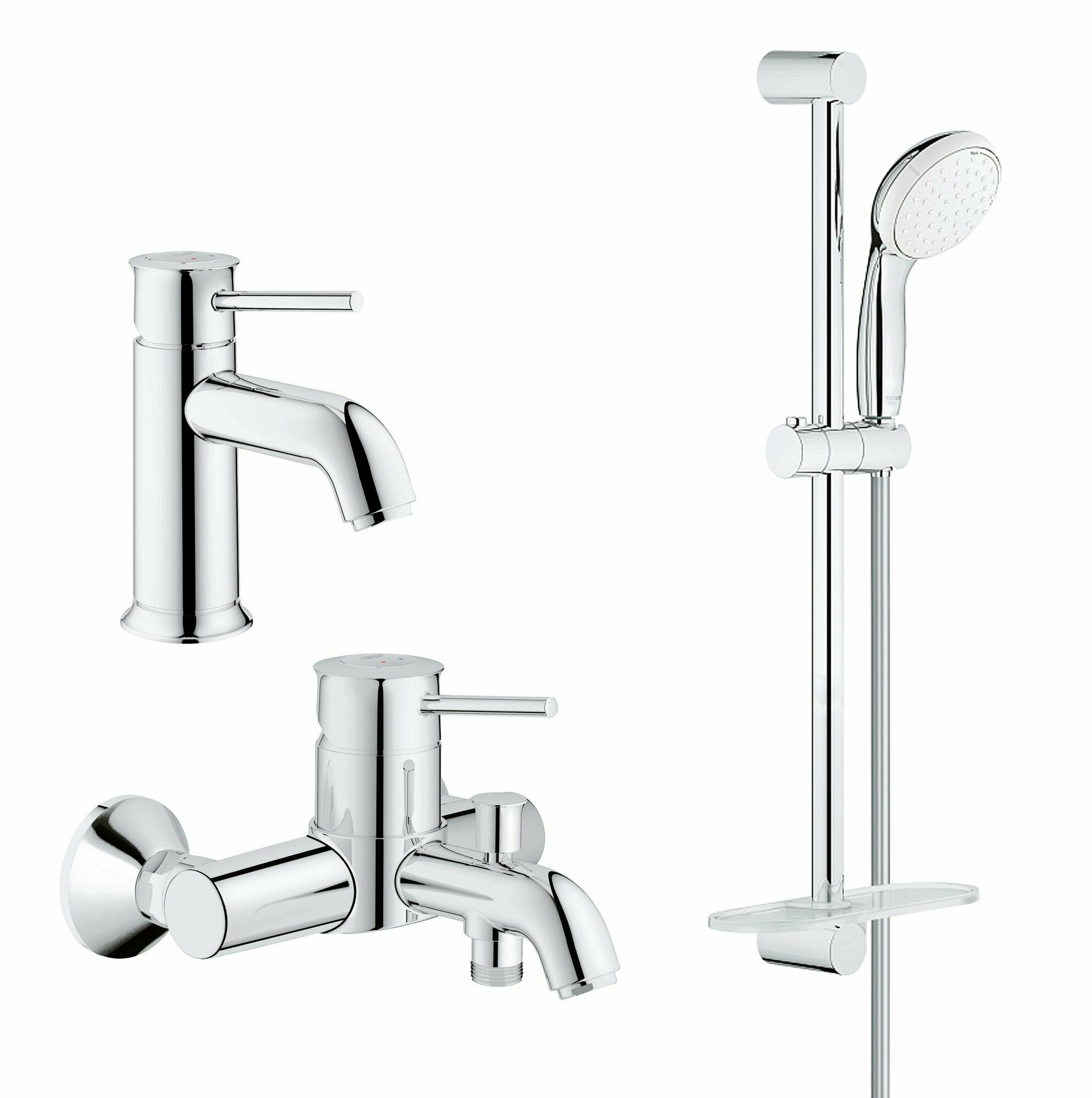 Комплект смесителей для ванны Grohe Bau Classic с полочкой, хром