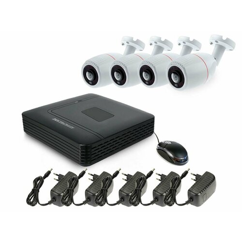 Проводной комплект наблюдения для улицы - 4 FullHD камеры (рыбий глаз): SKY-2604-5M + KDM 192-2 (W3100RU) - уличное видеонаблюдение