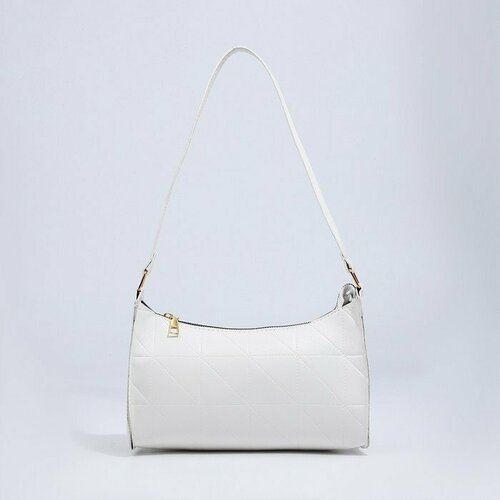 фото Сумка багет , фактура стеганая, белый нет бренда