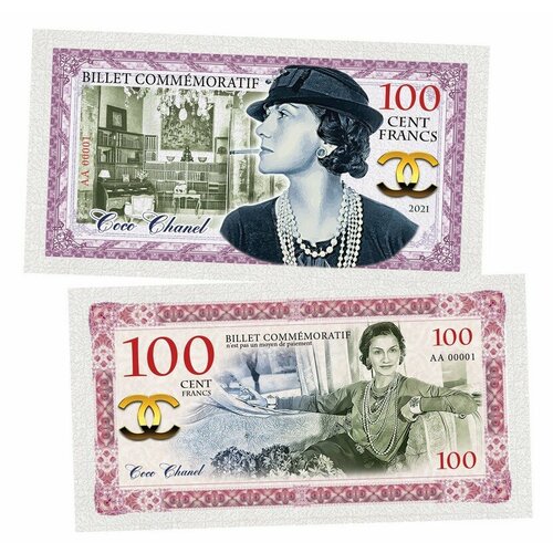 100 Cent FRANCS (франков) — Коко Шанель. Франция (Coco Chanel. France) 100 cent francs франков луи де фюнес франция louis de funes france памятная банкнота unc