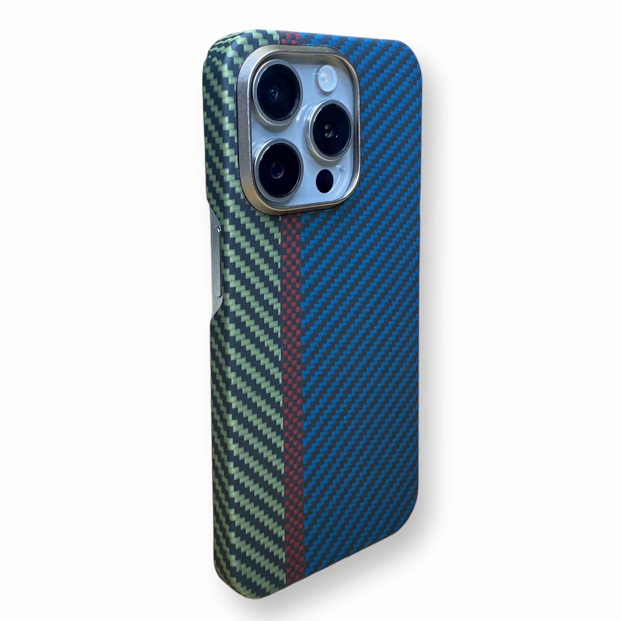 Чехол карбоновый для iPhone 15 pro Max (MagSafe) Кевларовый из арамидного волокна, ультратонкий, сверхпрочный. Желтый/Красный/Синий