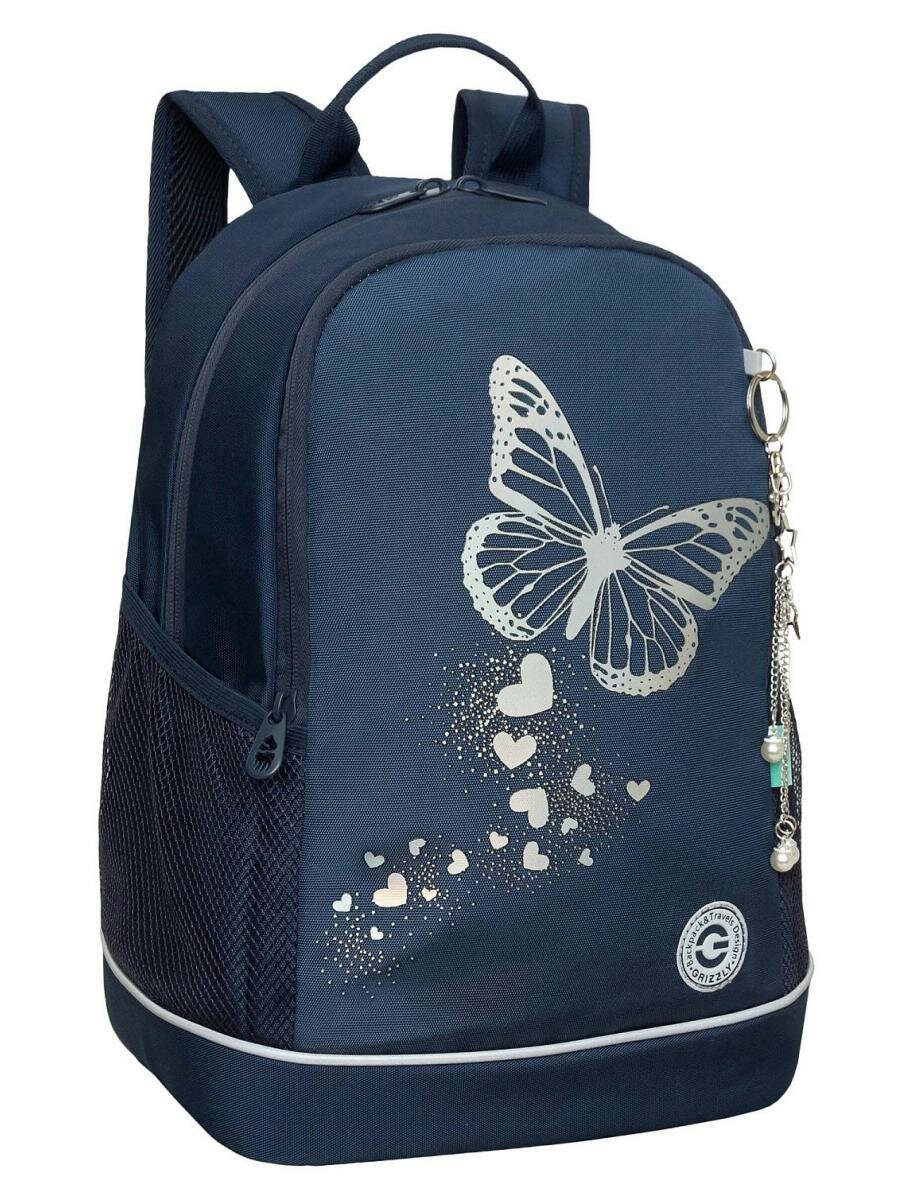 фото Школьный рюкзак с ортопедической спинкой GRIZZLY RG-463-5 черный, 2 отделения, 498грамм, 38x28x18см