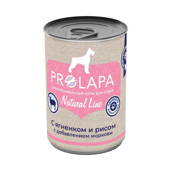 Prolapa Natural Line 400 г консервы для собак с ягненком, рисом и морковью