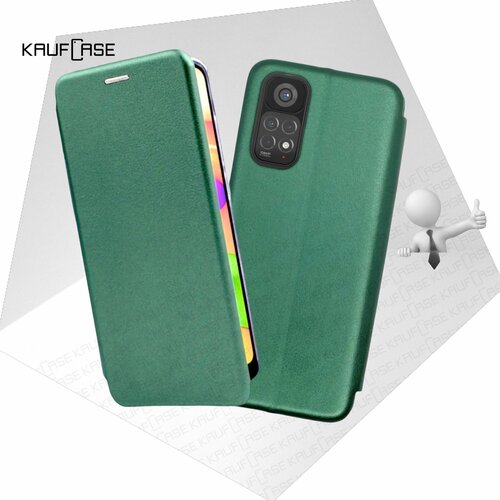 Чехол книжка KaufCase для телефона Xiaomi Redmi Note 11 /Note 11S (6.43), темно-зеленый. Трансфомер чехол книжка kaufcase для телефона xiaomi redmi 9 6 53 темно зеленый трансфомер