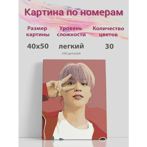 Картина по номерам на холсте с подрамником, BTS K-POP Чимин Jimin, 40х50 см